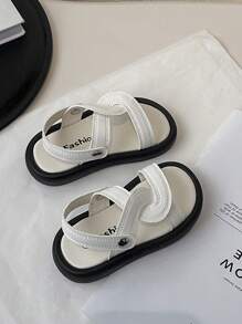 1 双儿童运动凉鞋，休闲软底男女款夏季沙滩拖鞋 - 白色 - 查看 5