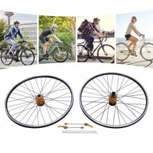 Rainaut 27.5" Golden Aluminum Alloy Mountain Bike Wheelset With Quick Release - Dual Six-Hole Disc Brakes, 441lbs Capacity, Easy Install, Mountain Bike Wheelset 69.9cm/27.5Inch, Aluminum Alloy Rim Disc Brake MTB Wheelset, Quick Release Front Rear Wheels Black Bike Wheels, Fit  Cassette Bicycle Wheelset - Black - View 3