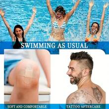 3 rollos de vendaje adhesivo transparente y elástico, vendaje impermeable, vendaje para tatuajes, película transparente redonda, vendajes adhesivos transparentes para ducharse y tatuajes - Blanco - Ver 6