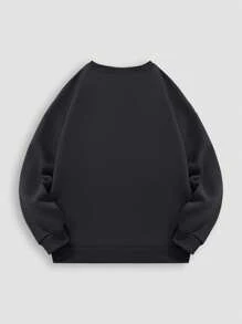 Personnalité  fanatique thème de boxe slogan imprimé sweat-shirt pour homme en coton noir haut automne et hiver décontracté polyvalent doublure chaude col rond sweat surdimensionné sweat-shirt ample décontracté pour sortir haut polyvalent style sport de rue manches longues adapté aux vêtements par temps froid polaire pour homme confortable à manches longues