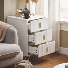 SoBuy 3 抽屉床头柜床头柜边桌茶几沙发桌灯桌白色宽 40 x 深 40 x 高 63 厘米 FBT115-L-W - 白色 - 查看 9