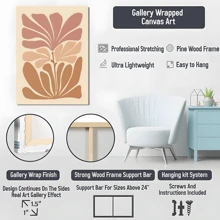 1pc Framed Canvas Poster, Abstract Botanical Warm Tone Wall Art Canvas Paintings, Ideal Gift For Bedroom Living Room Corridor, Wall Art, Room Decoration