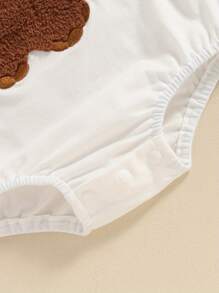 Ropa de verano para niña y niño del oeste, mono de manga corta con bordado de vaca de las Tierras Altas para recién nacidos, ropa bonita - Blanco - Ver 5