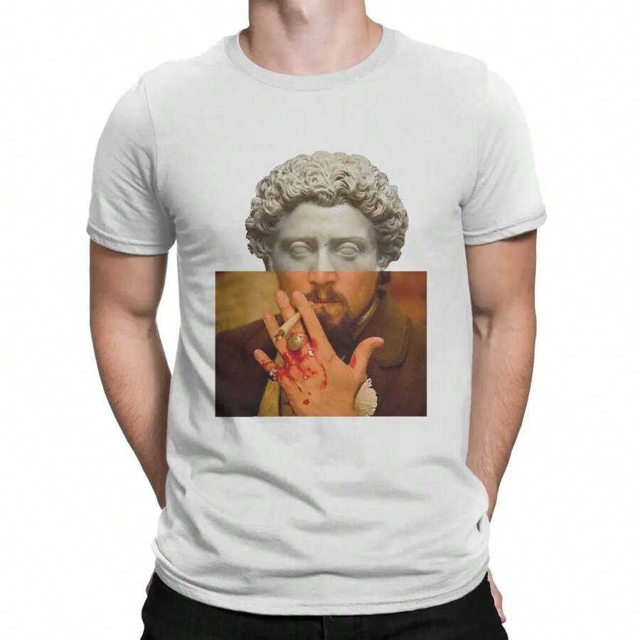 Leonardodicaprio (Django Unchained) X Marcus Aurelius Men T Shirt Ingenious Puzzle Funny Tees Short Sleeve Crewneck T-Shirt - White - View 1