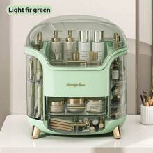 1 件轻奢化妆品收纳盒，防尘桌面梳妆台家用口红整理收纳柜，护肤品货架