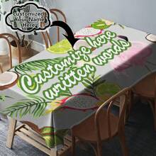 One Customizable Floral And Flamingo Pattern Tablecloth, Made Of Polyester Knit Fabric, Machine-Made, Can Customize Family Blessing Text, Perfect Home And Dining Decor Gift, Suitable For All Seasons - Multicolor - View 39