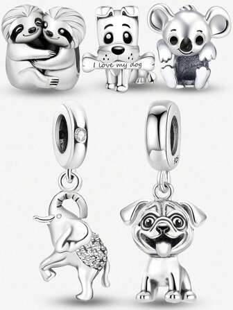 1 件圣诞大象、小狗、猫、动物、树懒系列珠子吊坠饰品吊坠球适用于手链 DIY 女士珠宝