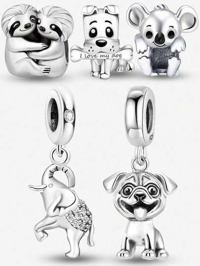 1 件圣诞大象、小狗、猫、动物、树懒系列珠子吊坠饰品吊坠球适用于手链 DIY 女士珠宝