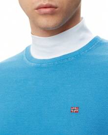 Napapijri Men's Round Neck Long Sleeve Casual Minimalist Pattern Top, Daily Wear - Blue - View 3