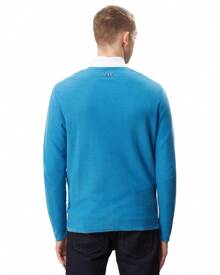 Napapijri Men's Round Neck Long Sleeve Casual Minimalist Pattern Top, Daily Wear - Blue - View 2