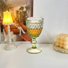 Colored Glass Goblet Set Of 6, Embossed Design Green Wine Glasses, 10 Oz Thickened Vintage Glass Wine Goblets, For Juice Drinking Wedding Party Wine Glass (Pattern : Diamonds) - Green - View 11