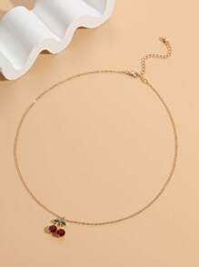 1 件优雅红宝石樱桃吊坠项链，适合女性日常佩戴 - 彩色 - 查看 5