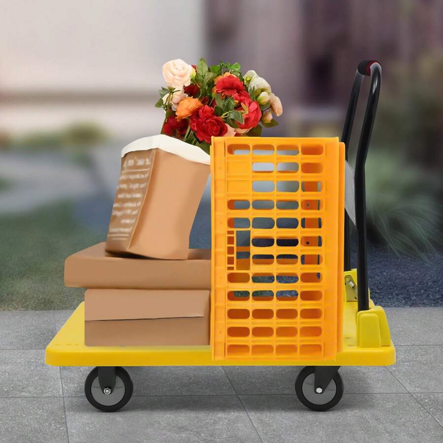 YUNRUX Platform Trolley Transport Trolley Foldable Handcart Sack Barrow Folding Trolley 400 Kg - 黃色 - 查看 1