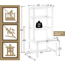 INNOD Toddler Kitchen Step Stool, Adjustable Height Learning Tower With Rail, Steel & Wood Kitchen Stool For Kids, Toddler Helper Stool For Kitchen, Non-Slip Toddler Tower - 白色 - 查看 4