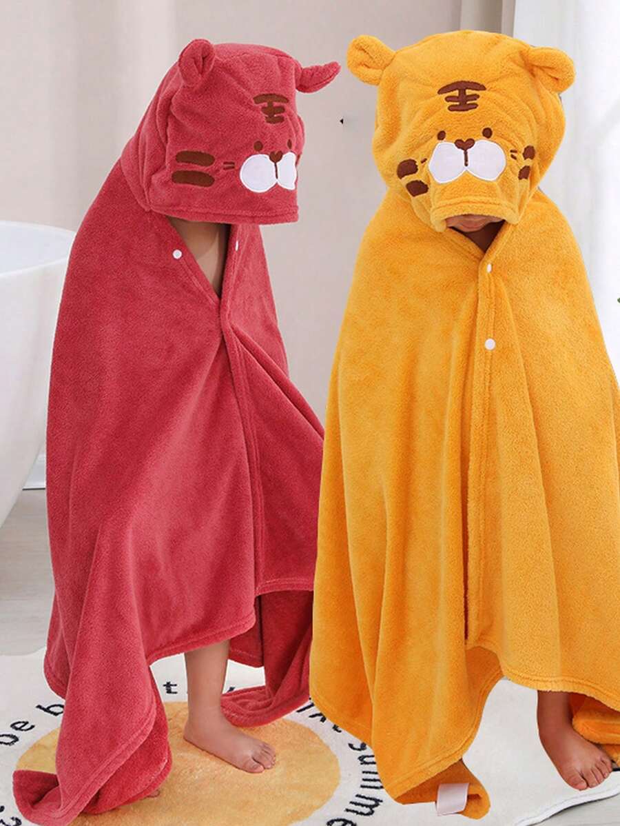 儿童连帽浴巾，超大尺寸，适合3-10岁儿童，优质柔软，男女童皆宜，可作浴巾、泳池巾、沙滩巾，柔软珊瑚绒连帽浴袍，生日礼物、男女童礼物、返校礼物、浴袍、浴室用品、情人节礼物 - 彩色 - 查看 1
