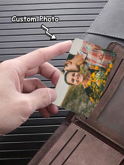 1 Pc Custom Aluminum Sheet Wallet Card, Personalized Double-Sided Photo/Single-Sided Photo, For Couples, Family, Friends, Mom, Family, Friends, Grandparents, Son, Daughter, Gifts For Birthdays, Daily Wear, Anniversaries, Valentine's Day, Father's Day, Mother's Day, Dawg, Engraved, Y2K, Stylish, Unisex, Casual, Ideal Gifts For Him, Ideal Gifts For Her, Boyfriend, Girlfriend, Family, Friends, For Anniversaries, For Birthdays, For Graduation, For Housewarming, For Weddings, Bag Charms