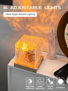 1pc Water Ripple Projector Night Lights For Home Decoration, Residence Bedroom Aesthetic Ambiance Holiday Gift Sunset Lights, 16 Colors Light Adjustable, Soft Light Not Blinding.Lamp,Home Decor,Led Light