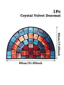 1Pc Semicircle Welcome Doormat, Creative Colorful Geometric Stone Flower Pattern Door Mat, Perfect For Outdoor, Camping, Living Room, Kitchen, Bathroom, Bedroom, Balcony Decor