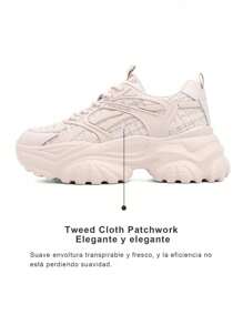 Zapatillas de cuña para mujer , Zapatillas de tenis casuales deportivas versátiles , Zapatillas de deporte para mujer , Zapatillas deportivas PU , Zapatillas para correr con suela gruesa que mejoran la altura , Zapatillas de plataforma cómodas y elegantes - Negro - Ver 10