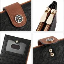 ¡RecomendadoBOSTANTEN Carteras de piel para mujer, con bloqueo RFID, delgado y plegable con bolsillo con cierre¡Top de Temporada - Marrón - Ver 6