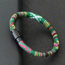 Pulsera de cuerda 2025 para hombres de 6 mm, brazalete de tejido bohemio negro para muñequera y joyería