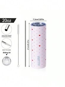 1PC Love Polka Dot Insulated Travel Mug, Easy To Clean Reusable Water Bottle, Double Layer Vacuum Insulated Bottle - Gifts For Girls, Valentine's Day Gifts, Birthday Gifts, Holiday Party Favors, Parties And Outdoor Use