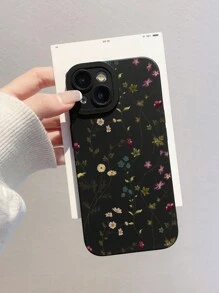 Ditsy Floral Phone Case, Small Flower Print Phone Case, Lens Protection Black Print Phone Case, Compatible With IPhone Case & Galaxy Case - Multicolor - View 1