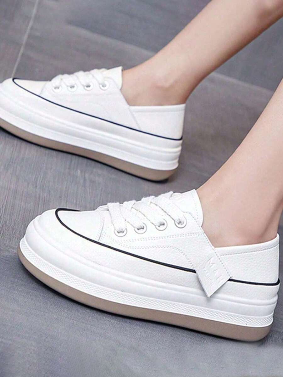 Tenis de moda para mujer, Tenis Casual para Mujer Blanco Zapatos Blancos De Mujer Zapatillas para Mujer Zapatillas Bajas Sneaker Zapatos De Skate Tenis Deportivos Casual para Dama Ligero Cómodo para Viaje, calzado para Mujer, - Blanco - Ver 1