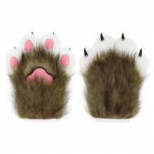 人造毛皮毛绒毛茸茸猫爪手套毛皮服装动物狐狸爪手套万圣节角色扮演服装配饰 - 彩色 - 查看 16