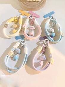 White No-Speech Cloud & Star Charm, Suitable For Phone Lanyard, Keychain, Camera Strap, Phone Case