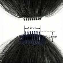 Kẹp trong tóc mái Tóc mái bằng tóc thật Tóc mái màu nâu sẫm Kẹp tóc có kẹp ở thái dương Tóc nối cho phụ nữ - SNatural - Xem 6