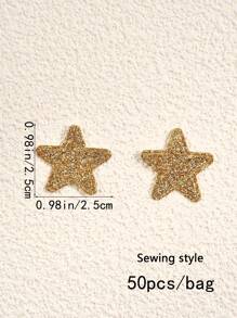 50pcs Glitter Star Shaped Iron-on Patch - Gold - View 4