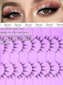 7 对黑色带状漫画睫毛，纤细动漫假睫毛自然外观，蓬松尖尖的娃娃睫毛，卡通睫毛 3-12 毫米