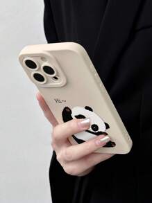 Minimalist Cute Panda Print Matte Phone Case, 360-Degree Full Protection, TPU Milky White Phone Case, Durable, Shock-Absorbing, Compatible With IPhone & Galaxy - Multicolor - View 6