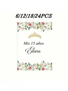 6/12/18/24 piezas Etiquetas personalizadas a prueba de agua para botellas, etiquetas de cumpleaños personalizadas con diseño de corona, regalos íntimos, opciones perfectas para familia y amigos, bodas, fiestas y eventos, regalos perfectos para cumpleaños, aniversarios, Día de San Valentín y otras ocasiones, artículos esenciales para bodas - Multicolor - Ver 18