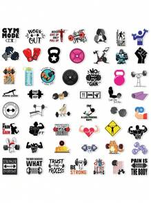 50 张激励健身贴纸、肌肉、杠铃和哑铃贴纸、健美贴纸、防水贴纸，适用于水瓶、书籍、笔记本电脑、学校用品、返校 - 彩色 - 查看 5