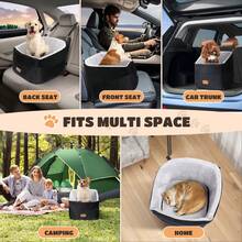 Nobleza - Seggiolino Rialzato per Cani, Seggiolino Auto per Cani Lavabile e Staccabile Sotto, Seggiolino da Viaggio per Animali Domestici con Tasche Portaoggetti, per Cani di Piccola Taglia - nero - Visualizzare 5