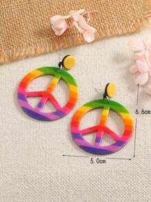 1 Pair Cute Acrylic Rainbow Circle Airplane Earrings - Multicolor - View 3