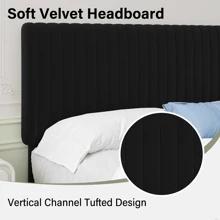 Queen Bed Frame, Upholstered Bed Frame With Headboard And Footboard, Vertical Channel Tufted Headboard, White/ Black/ Pink/ Green/ Blue, Twin/ Full/ Queen/ King - màu đen - Xem 2