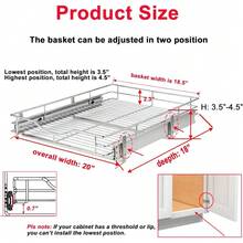 Pull Out Cabinet Organizer, (20" W X 21" D) Heavy-Duty Metal Sliding Drawer Shelf, Bathroom Under Sink Kitchen Cabinets Organizer And Storage Slide Out Shelves, Chrome, 1 Tier, 2 Pack