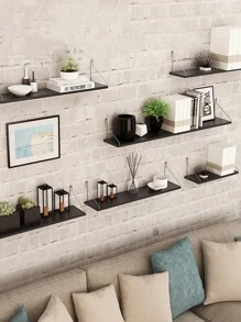 1pc Wall Shelf Rack Hanging Storage Unit No-Drill, Wooden Wall Mount Display Shelves, Bedroom Kitchen Organizer Room Decor