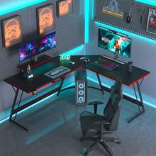 Gaming Table 130x130x70cm, Computer Desk, Corner Desk, L-Shaped Desk, Gaming Desk L-Shaped, Large PC Corner Table, Black Matt - màu đen - Xem 2