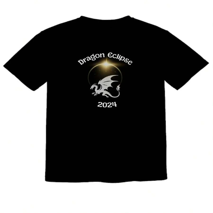 2024 Dragon Eclipse Black Comfort Colors T-Shirt - Embrace The Astral Majesty - - 黑色 - 查看 1