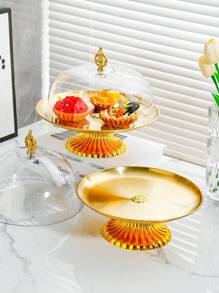 1 套，不锈钢蛋糕架，带可拆卸防尘罩，食品安全塑料甜点盘保护器，适合室内和室外使用，生日、婚礼、斋月装饰 - 彩色 - 查看 7