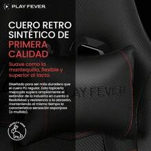 CANVAS REVOLUTION Play Fever Silla Gamer Nitrox | Silla Premium | Cojín Lumbar con masajeador | Reposapiés retráctil | Piel sintética | Ajustable | Varios Colores (Negro) - 1 - Ver 6