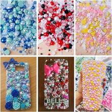 1680 piezas Surtido de 3-10 mm perlas planas de resina con diferentes colores para manualidades de joyería, fundas de teléfono, espejos, tazas, artesanía y decoración de zapatos - polvo medio rosa rojo - Ver 2