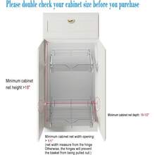 2 Tier Pull Out Cabinet Organizer (11" W X 18" D) Heavy-Duty Metal Sliding Drawer Shelf, Two Tier Pull Out Shelves For Kitchen Cabinets, Pantry, Bathroom, Chrome Finish