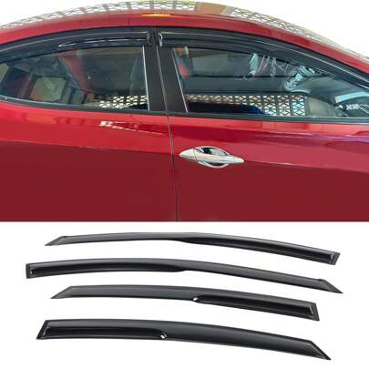 4PCS Viseras de ventana para Hyundais' Elantra Sedan 2011-2016, Deflectores de viento adhesivos JDM Aero ahumados por 4PCS, 2012 2013 2014 2015