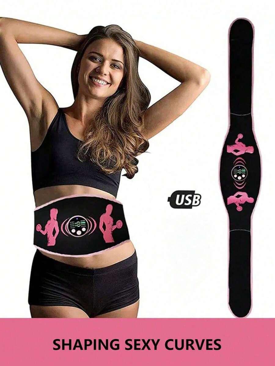 AXH USB Rechargeable Abs Stimulator Belt - Muscle Shaping Belt, Unisex Muscle Training Device, Abdominal Exerciser & Massager - Black