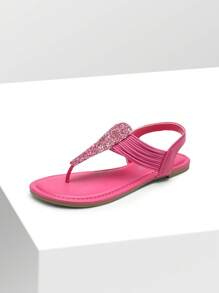 Women's Elastic Strappy String Thong Ankle Strap Summer Gladiator Sandals Valentines Vacation Flat Sandals Shoes - 玫紅色 - 查看 5
